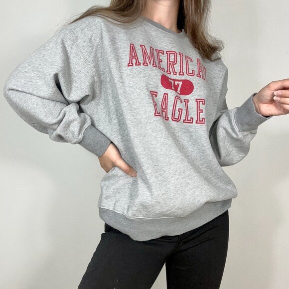 American Eagle Grey Crew Neck Sweater - Picture 1 of 5